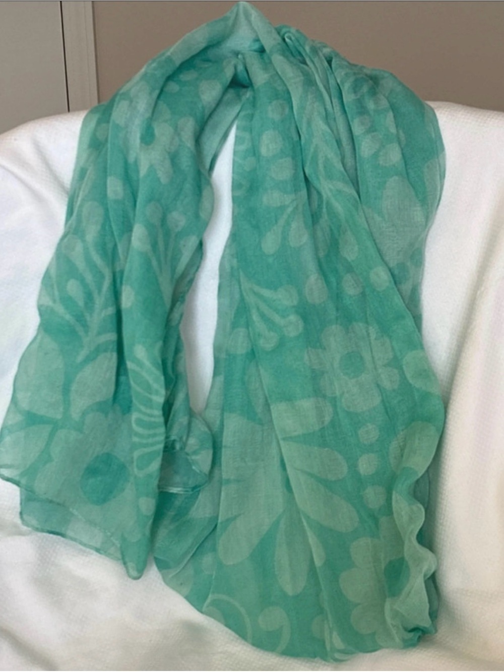 Hallmark Aqua Floral Sheer Scarf - Women's Accessory